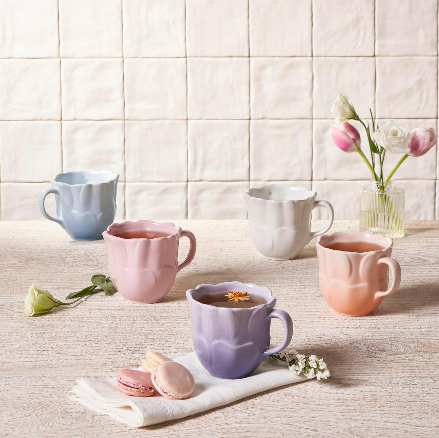 Le Creuset Petal Mug - 11 oz. Coastal Blue | Durable Stoneware Design for Everyday Use