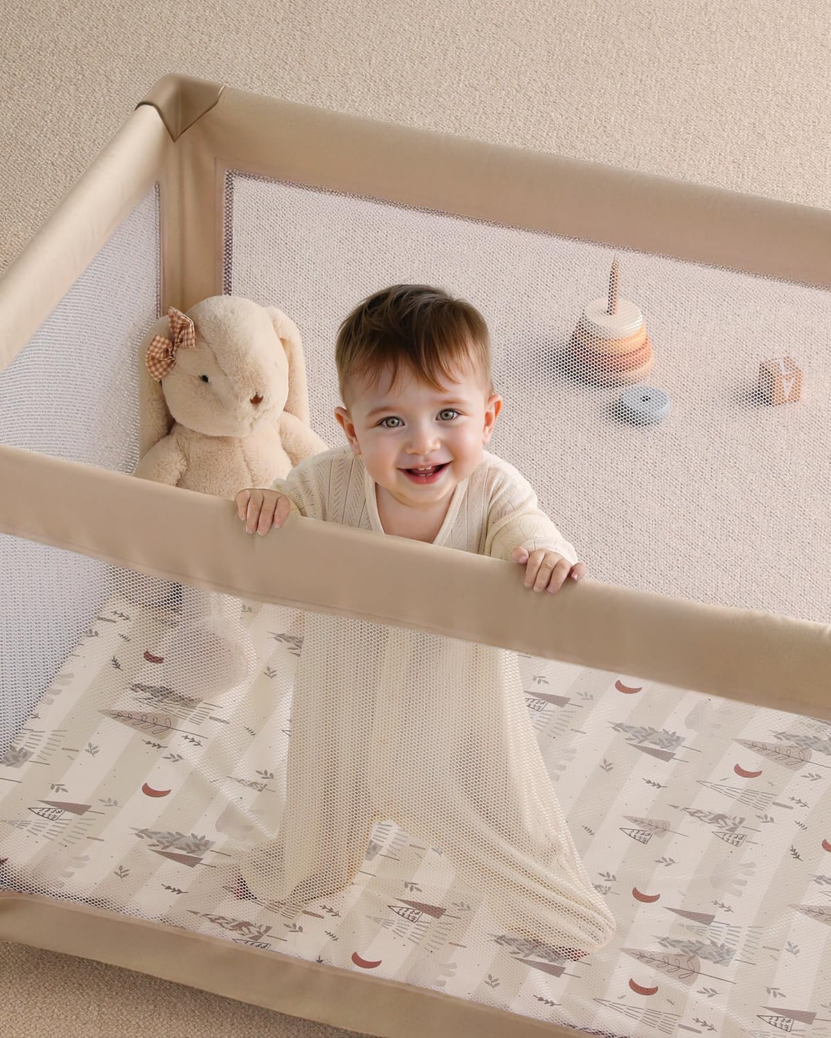 Yoofoss Baby Pack and Play Sheets - Ultra Soft Fitted Mini Crib Sheets for Boys & Girls | 38x26" Forest Bear Design
