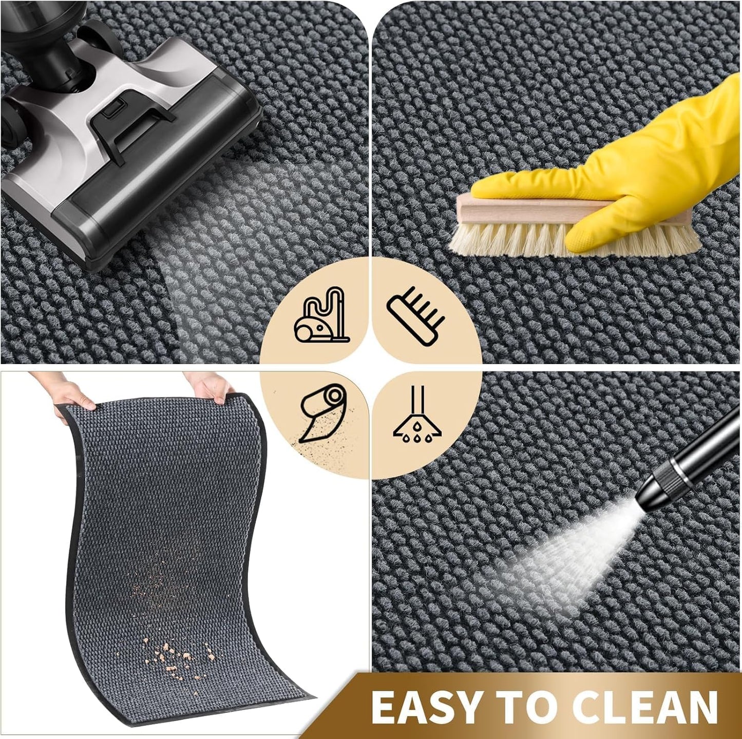 Yimobra Waterproof Front Door Mat - All-Weather Non-Slip Doormat | Easy Clean, Low Profile, 29.5x17, Grey