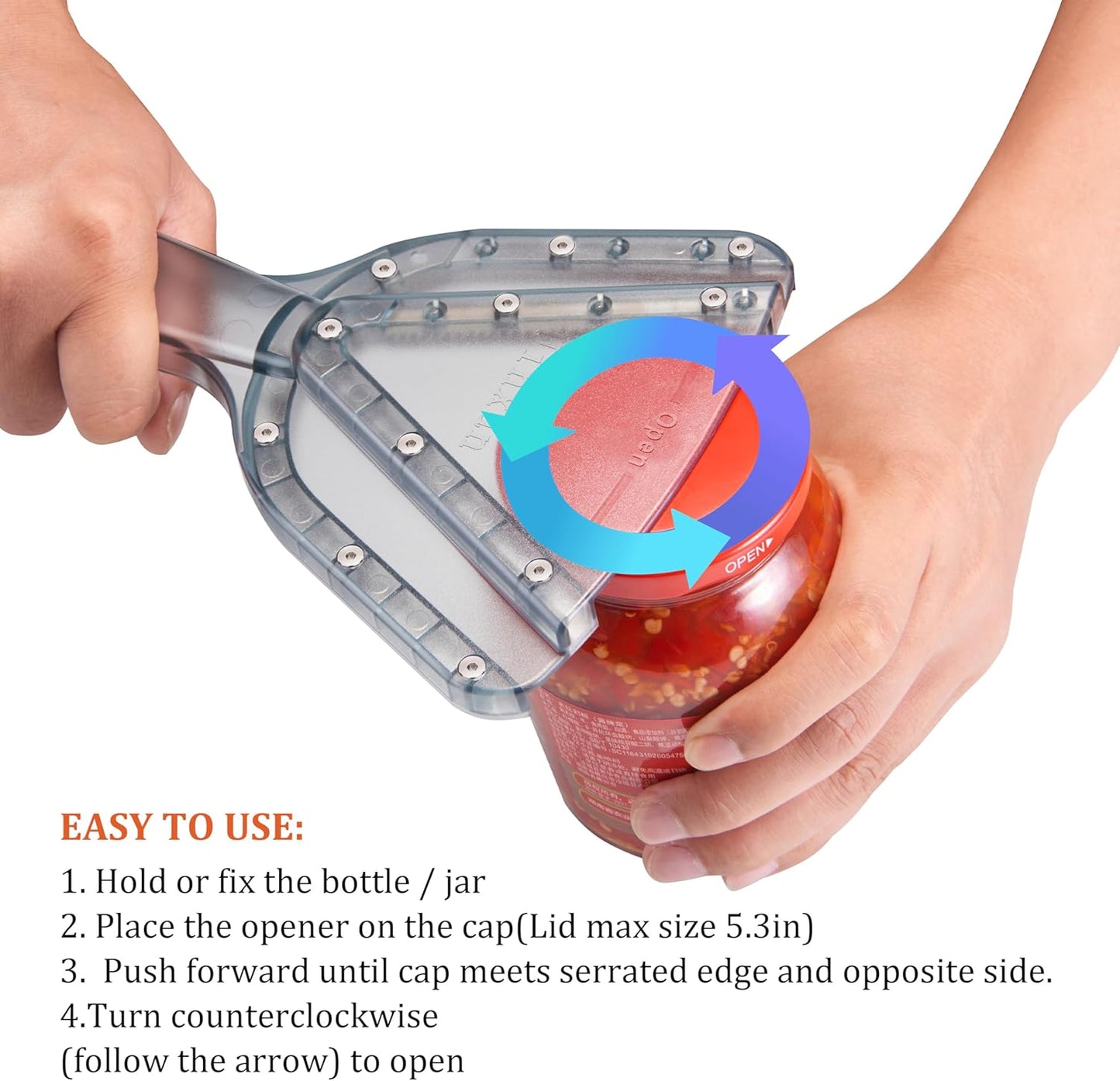 Uinxan Jar Opener - Easy Twist-Off Bottle Caps for Seniors & Arthritis Relief | Handheld Kitchen Gadget (Blue)