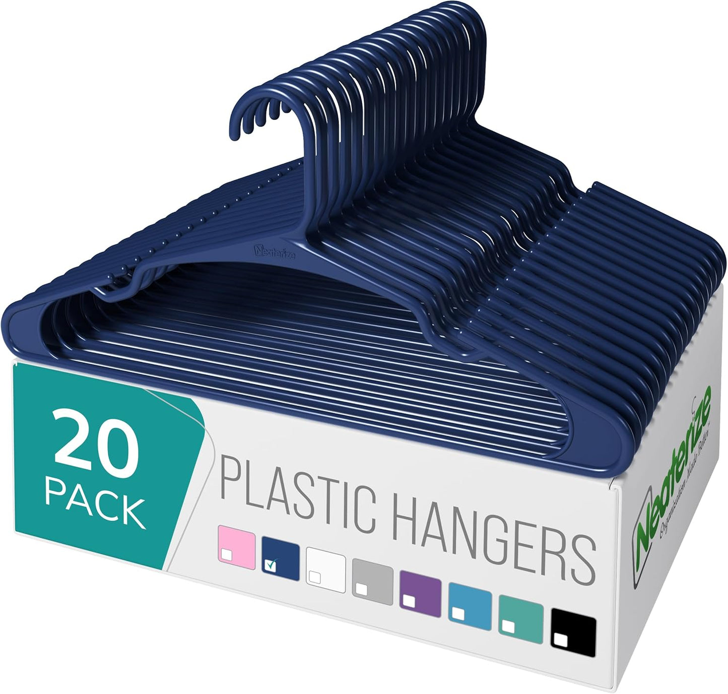 Neaterize Clothes Hangers - Space-Saving Plastic Hangers for Adults | 20-Pack in Grey