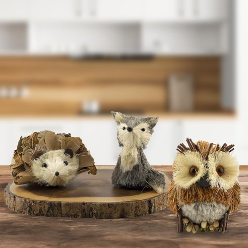 AuldHome Design Woodland Friends Figurines - Set of 3 Adorable Forest Animal Decor for Fall & Winter