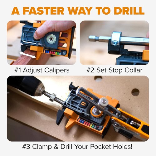 BORA Mini Pocket Hole Jig Kit - Auto-Adjusting Portable System for Woodworking | Complete Tool Set