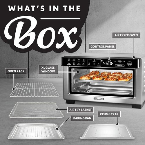 Gourmia Digital Air Fryer Toaster Oven - 4 Slice Capacity, 12 Cooking Presets, Stainless Steel