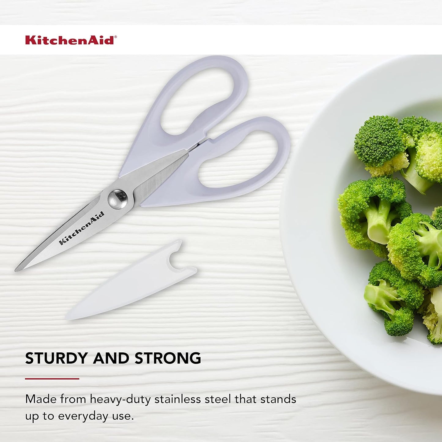 KitchenAid Kitchen Shears - Durable Stainless Steel Scissors with Soft Grip Handle | 8.72 Inch, Lavender Cream (Pack of 2)
