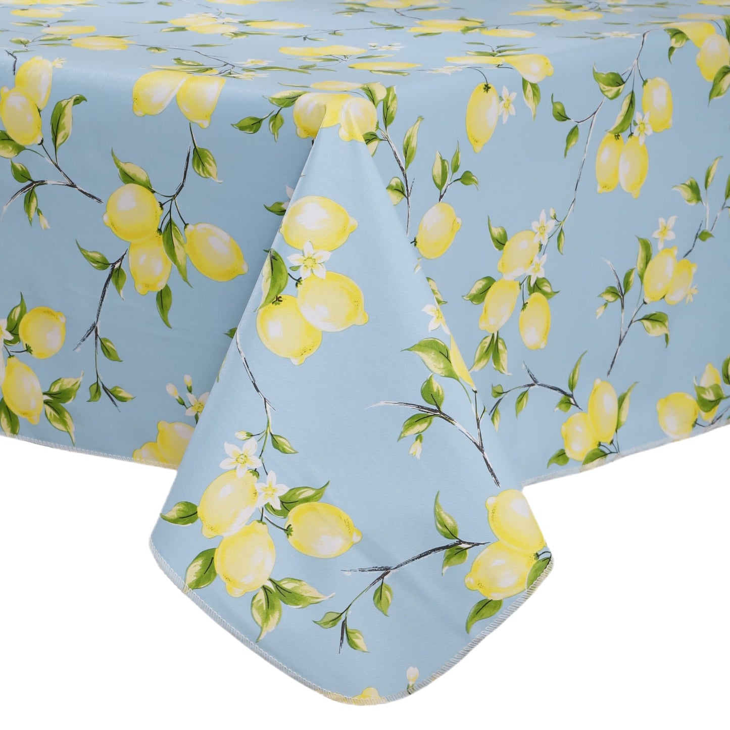 Walrus Heavy Duty Vinyl Tablecloth with Flannel Backing Waterproof Oil-Proof Plastic Table Cloth Stain-Resistant Wipeable Rectangle or Square Table Cover for Indoor and Outdoor (Lemon, 52x70 Inch)