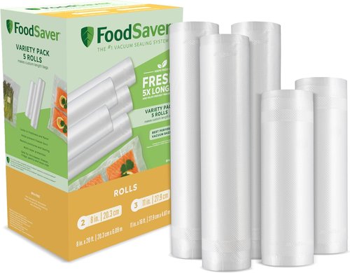 FoodSaver Vacuum Sealer Bags - Custom Length Rolls for Airtight Food Storage | 5 Count Multipack