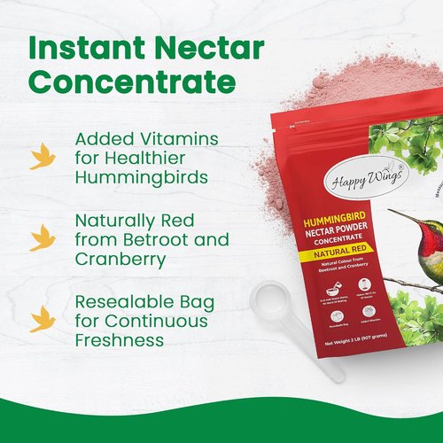 Happy Wings Hummingbird Food Powder - Natural Red Nectar Makes 192 fl oz Solution | 2 lb Easy Mix Formula