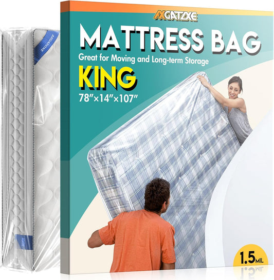 Plastic Mattress Bag - Waterproof Mattress Protector for Moving Supplies | King Size (1.5MIL)