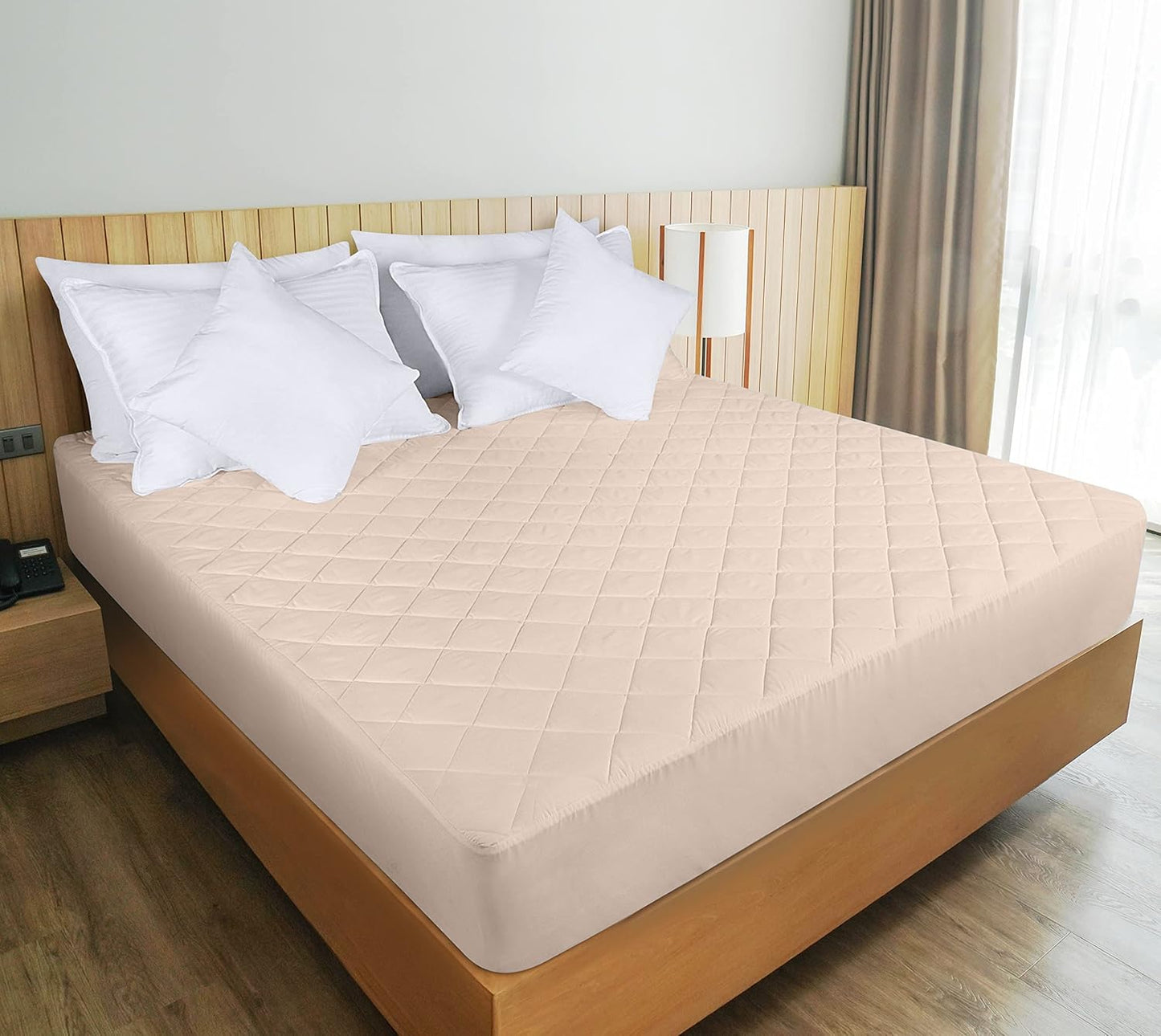 Utopia Bedding Quilted Fitted Mattress Pad - Twin Size Deep Pocket Protector | Machine Washable Beige