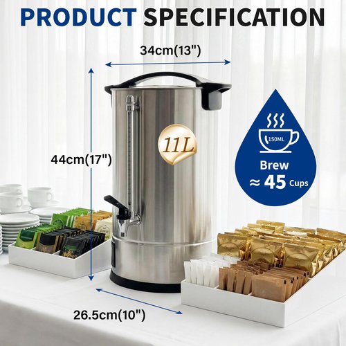 GKFF Hot Water Dispenser, 11L(45 Cups) Hot Water Boiler Urn, 304 Stainless Steel Electric Water Boiler, Digital Temperature Control, Keep Warm, Boil-Dry Protection, for Tea, Coffee & Baby Formula