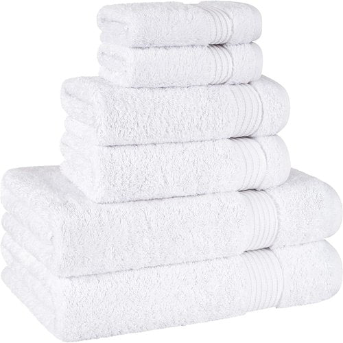 Cotton Paradise 6-Piece Towel Set - 100% Soft Absorbent Turkish Towels | White Bath & Hand Towels