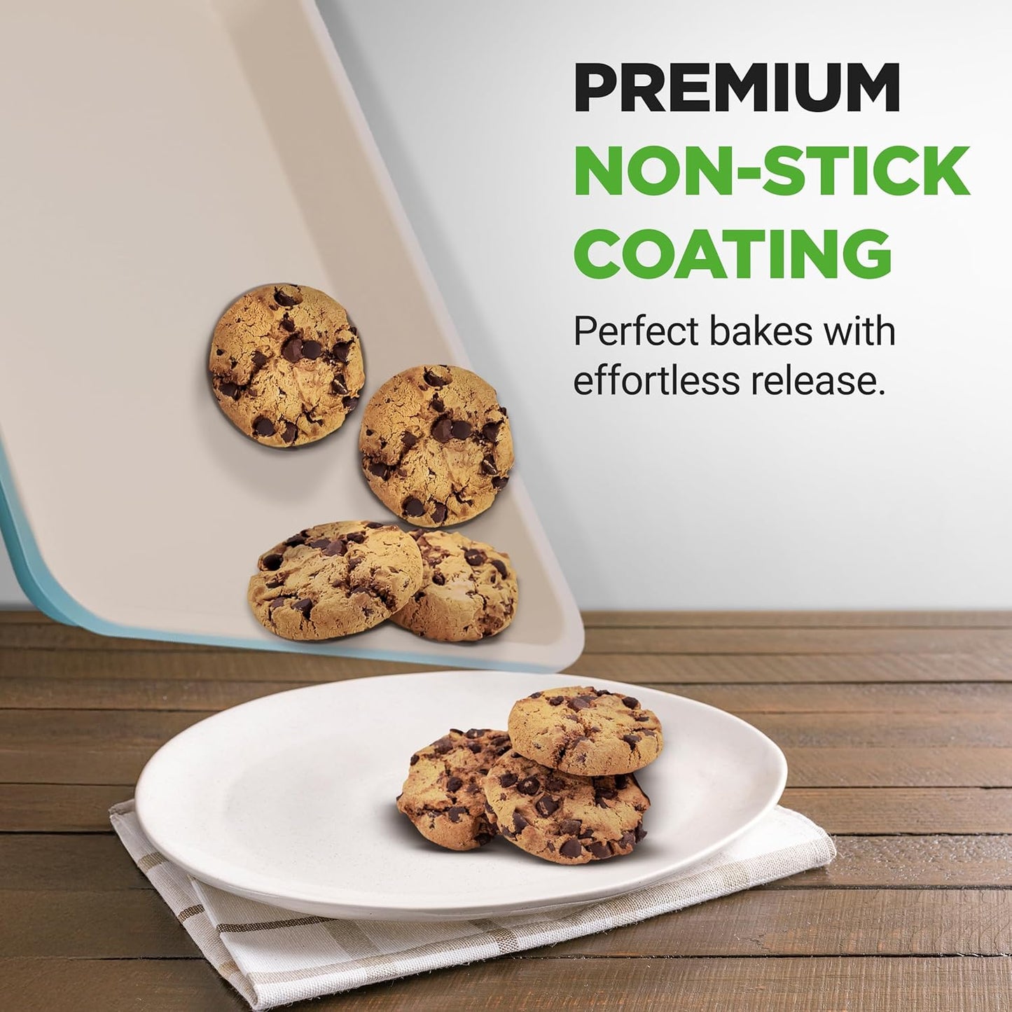 NutriChef 6-Piece Baking Pan Set | Premium Carbon Steel Bakeware with Non-Stick Coating - Turquoise