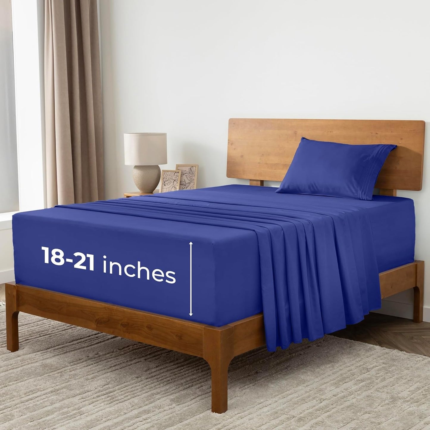 Mellanni Extra Deep Twin XL Sheets - Hotel Luxury Bedding | Ultra Soft, Cooling, Wrinkle & Stain Resistant (Royal Blue)