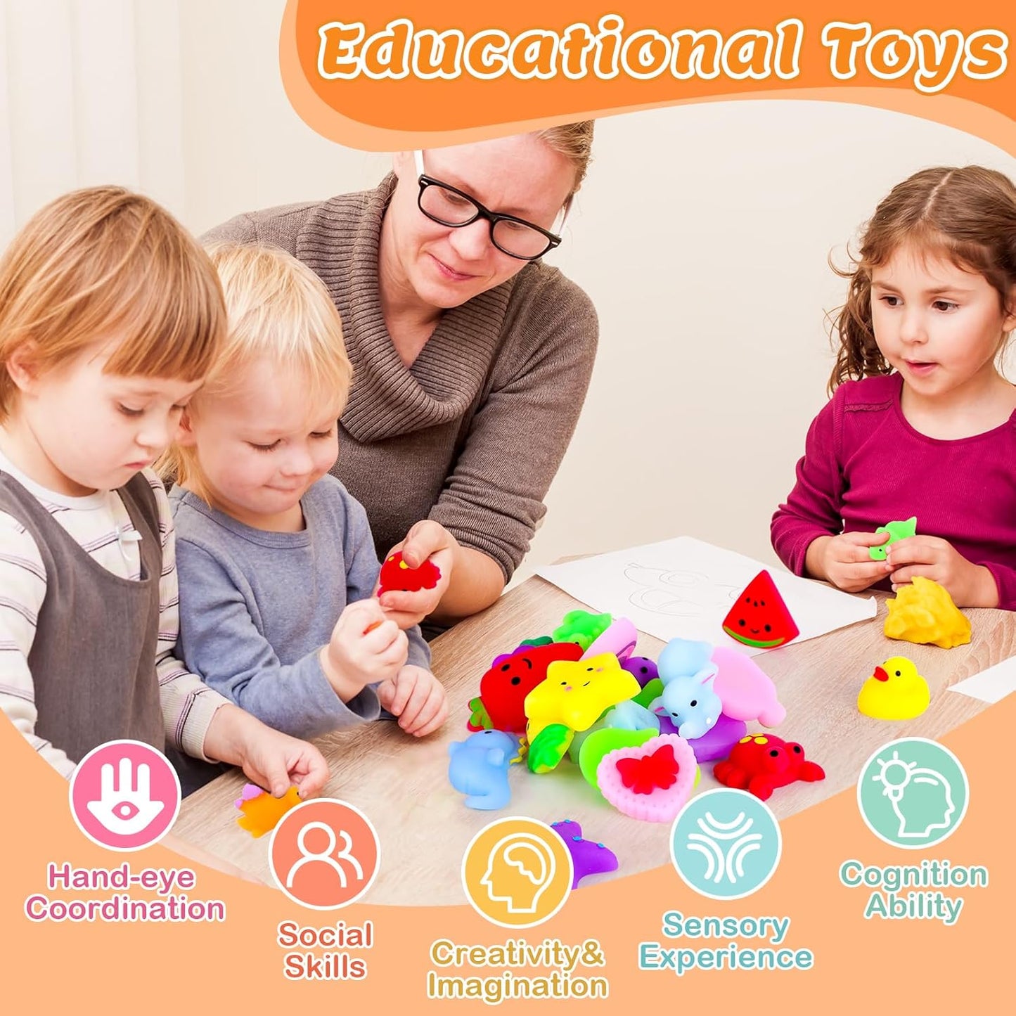 VISCOO 40 Pack Squishy Toys - Kawaii Mochi Party Favors for Kids | Easter Basket Stuffers & Classroom Prizes