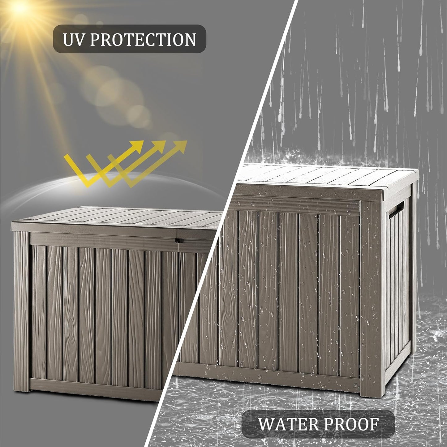 TARKARI 270 Gallon Lockable Resin Deck Box - Waterproof & UV-Resistant Outdoor Storage | Gray