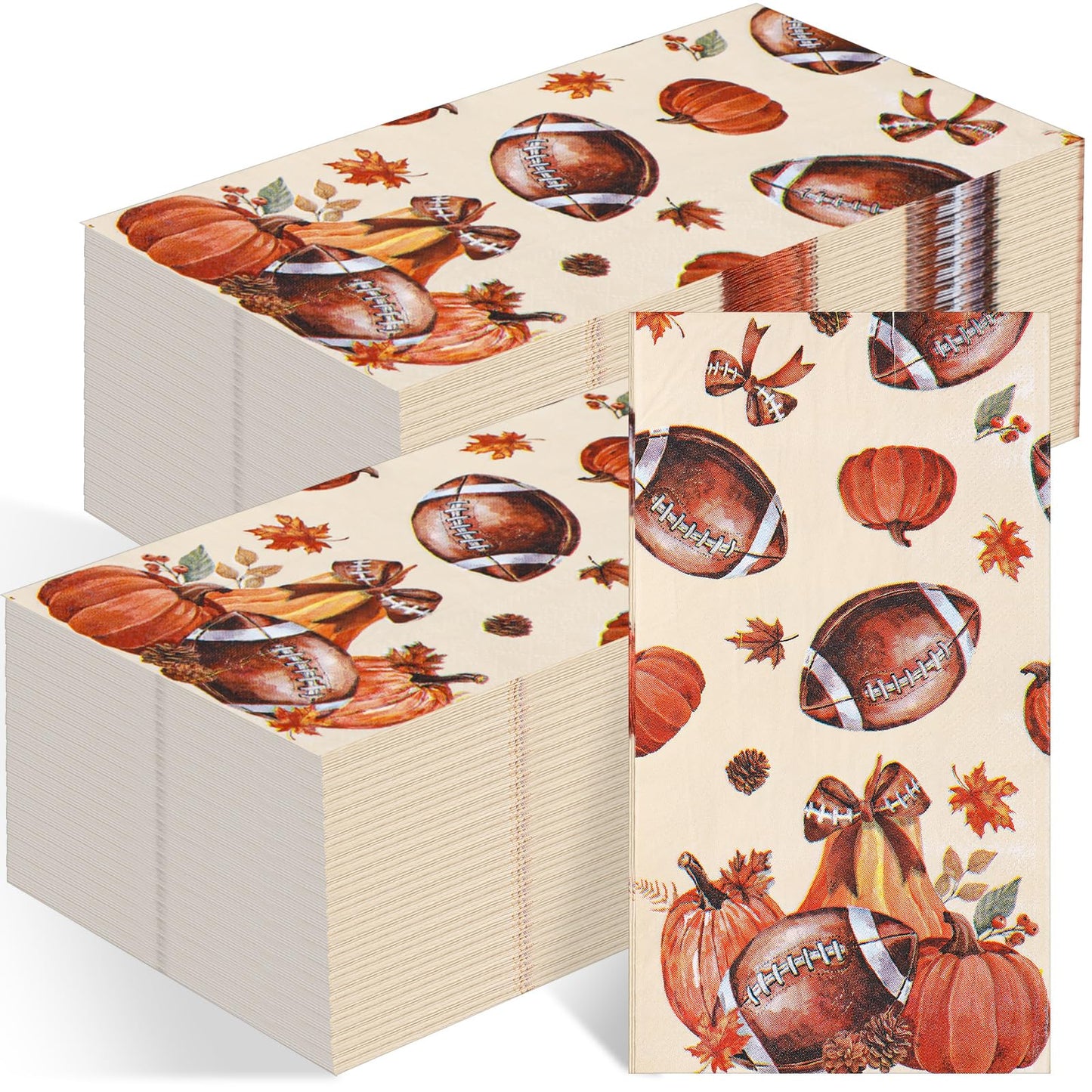 Windkream 200 Pcs Fall Football Guest Napkins Disposable Hand Towels for Bathroom Autumn Leaf Pumpkin Paper Guest Towels Football Bathroom Napkins for Thanksgiving Harvest Wedding Supplies