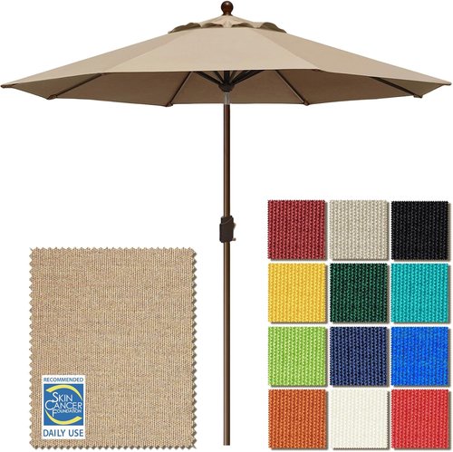 EliteShade USA 9Ft Market Patio Umbrella - Heavy Duty UV Protection & Windproof Vented Top | Heather Beige