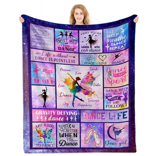 PIUFAM Dance Gifts for Girls 8-12, Gifts for Dancers, Dance Blanket, Dancer Gifts for Girls Teens, Ballet Blanket Gymnastics Blanket on Christmas Birthday Thanksgivings 50x60 in