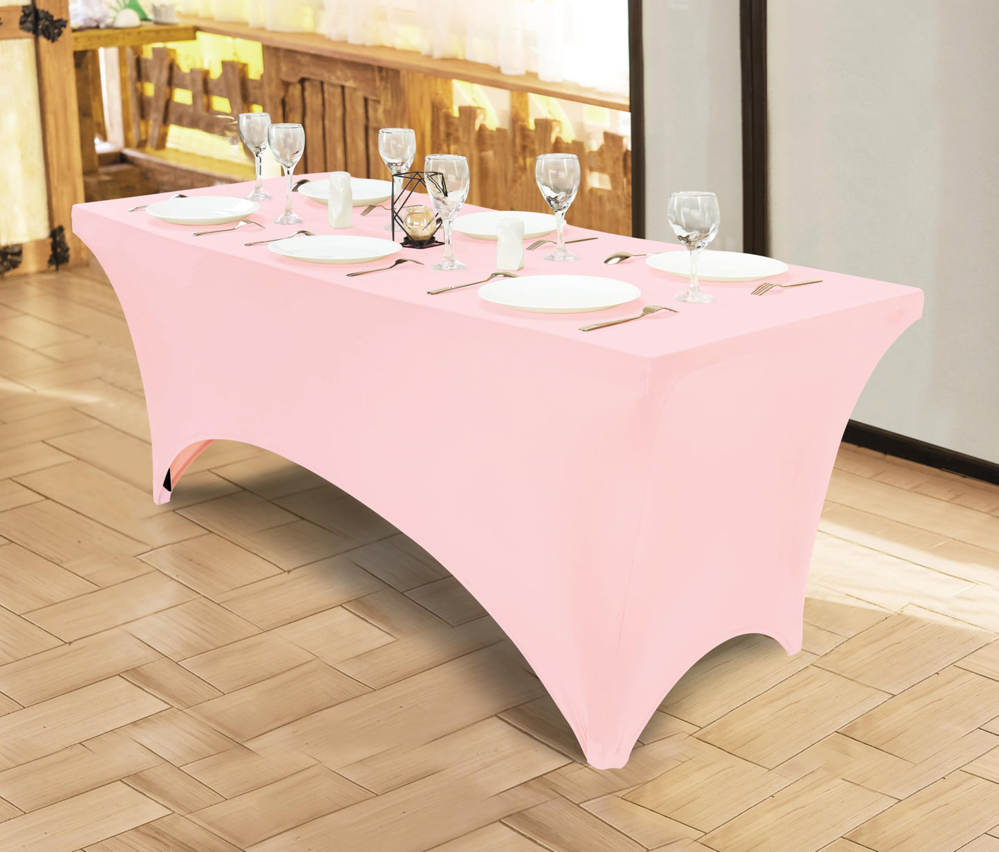 Utopia Kitchen Spandex Tablecloth 1 Pack [6FT, Pink] Tight, Fitted, Washable and Wrinkle Resistant Stretch Rectangular Patio Table Cover for Event, Wedding, Banquet & Parties [72Lx30Wx30H Inch]
