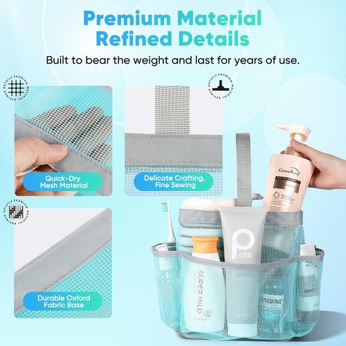 EUDELE Mesh Shower Caddy - Portable 8-Pocket Organizer for Quick Drying | Ideal for Beach, Gym & Travel