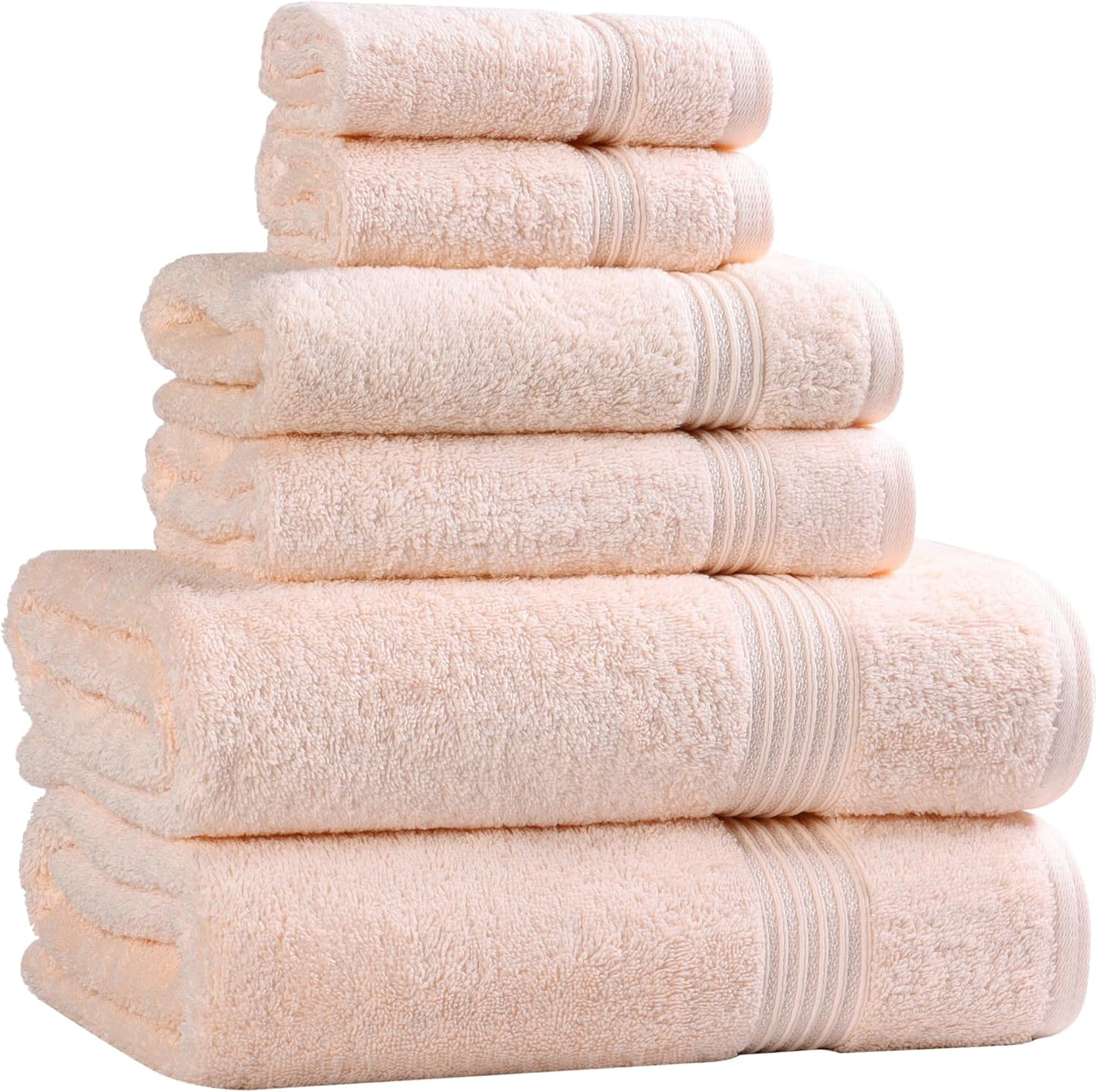 Superior Egyptian Cotton 6-Piece Towel Set, Bathroom Essentials, Towels For Bathroom, Apartment, Airbnb, Guest Bath, Face, Hand, Bath Towels, Washcloths, Absorbent, Fast Drying, Royal Purple