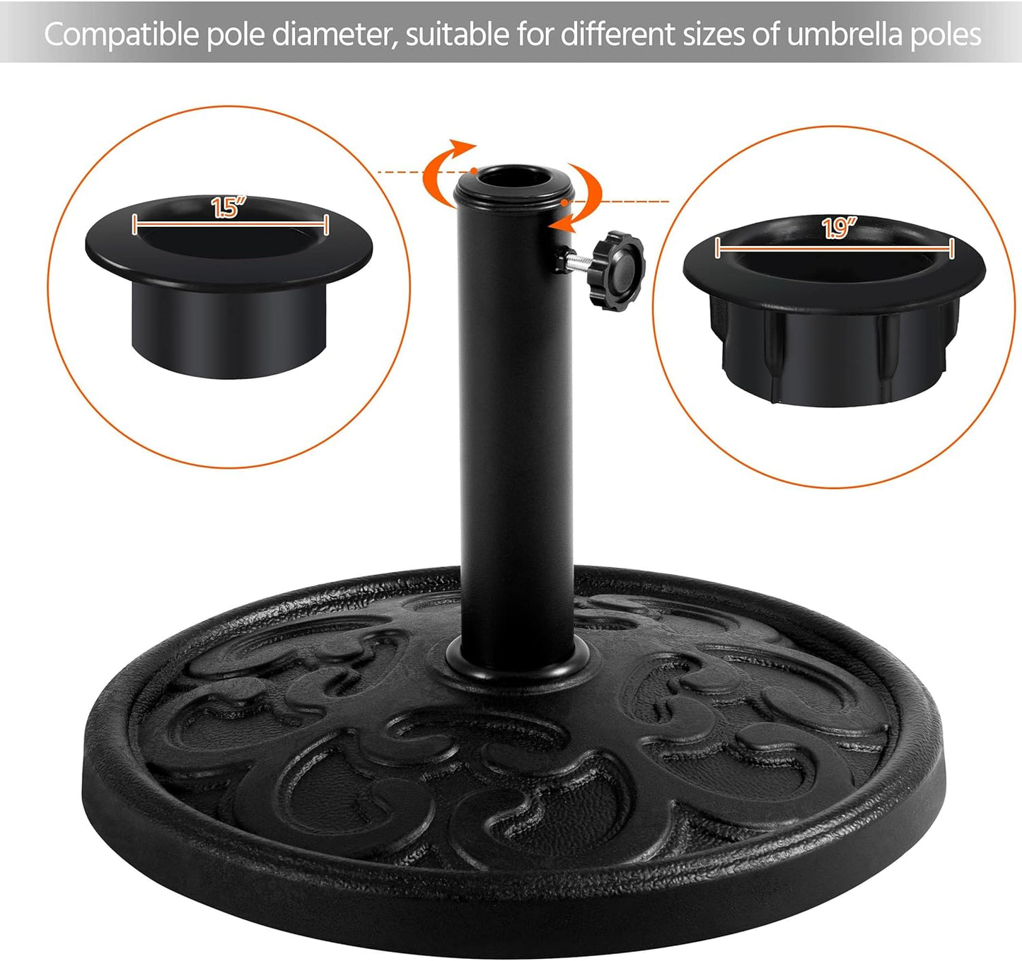Yaheetech Umbrella Base - 22lbs Iron Stand for 17.5'' Patio Market Umbrellas | Black Finish