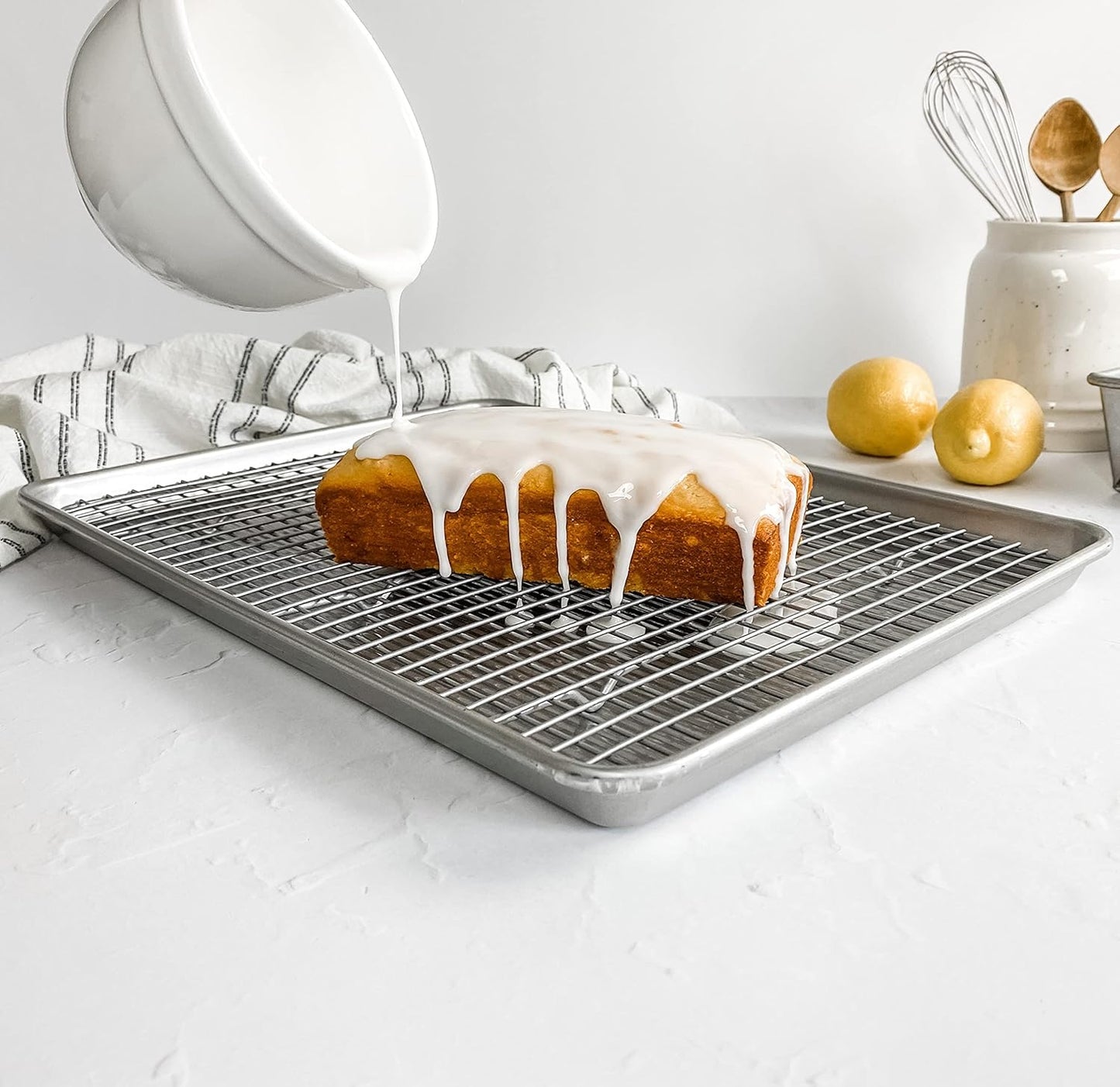 USA Pan Extra Large Baking Sheet Pan Set - Nonstick Bakeable Cooling Rack | XL Metal Design