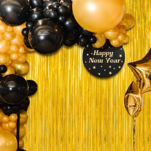12 Pack 2026 Graduation Decorations, 3.28 FT x 7.05 FT Gold Backdrop Curtains, Metallic Class of 2026 Backdrop Fringe Curtains Foil Streamer, Gold Grad Decorations 2026 Party Supplies