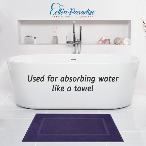 Cotton Paradise 100% Cotton Bath Mats - Soft, Absorbent, Quick-Dry Set of 2 | 20x34 Inches, Purple