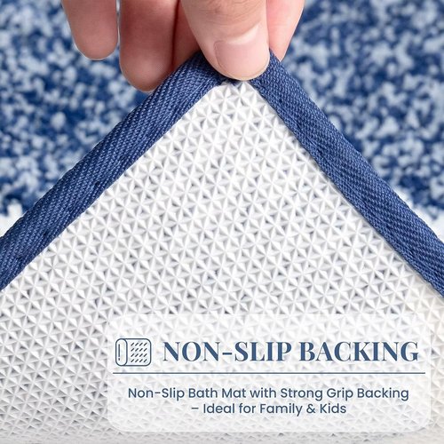 DEXDE Bathroom Rugs - Extra Soft Microfiber Runner | Non-Slip, Quick Dry, 60x24 Inches, Blue