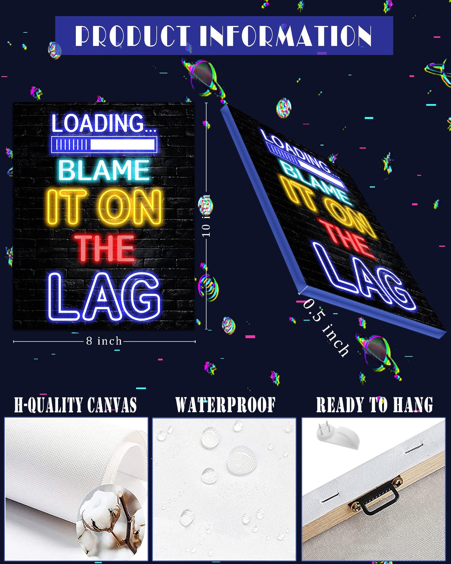 𝗗𝗿𝘀𝗼𝘂𝗺 Video Game Room Decor for Boys -𝗙𝗿𝗮𝗺𝗲𝗱12x16" Gaming Wall Art - Neon Gaming Room Decor - Game Poster - Gamer Wall Decor - Teenage Boy Room Decor