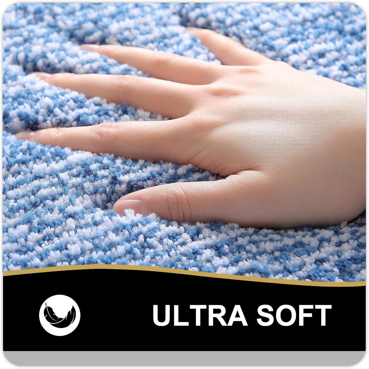 OLANLY Bathroom Rugs - Extra Soft Microfiber Bath Mat | Non-Slip, Quick Dry, Machine Washable - 24x16, Blue