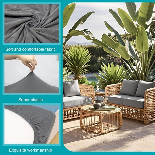 BIETYONE 12-Piece Stretch Patio Cushion Covers - Washable Outdoor Couch Slipcovers | Grey