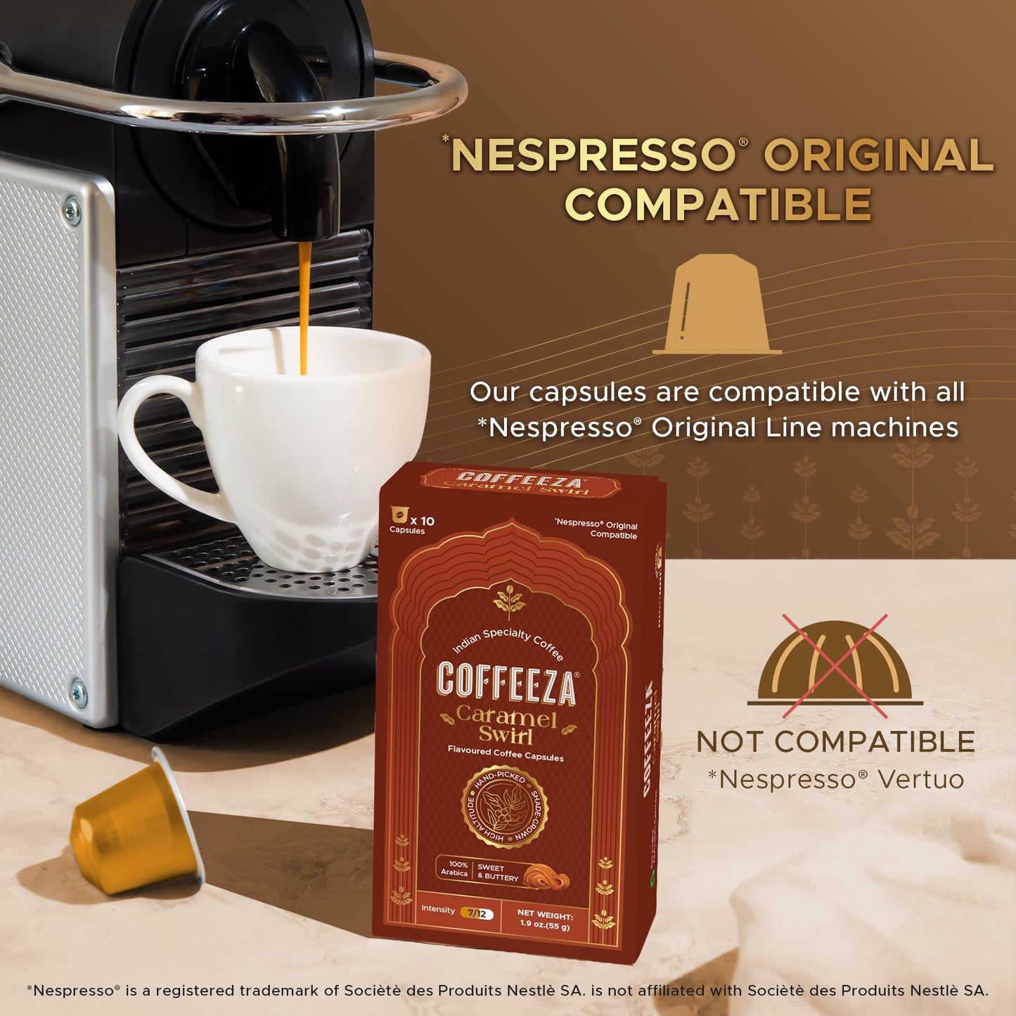 Coffeeza Variety Pack Flavoured – 60 Coffee Capsules (Pack of 6) – Original Line compatible – Specialty Indian Arabica Coffee – Recyclable Pods – Medium Roast – Flavored Espresso Pods