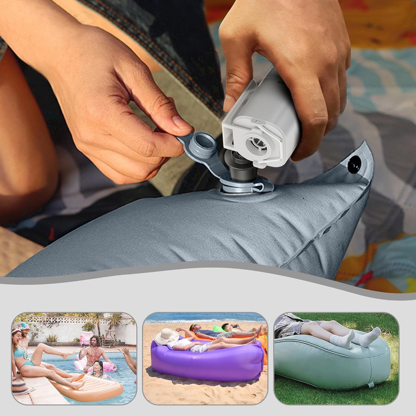 THE WEEKEND Portable Air Pump - Fast Inflate/Deflate for Camping, Travel, & Outdoor Gear | Built-in Light