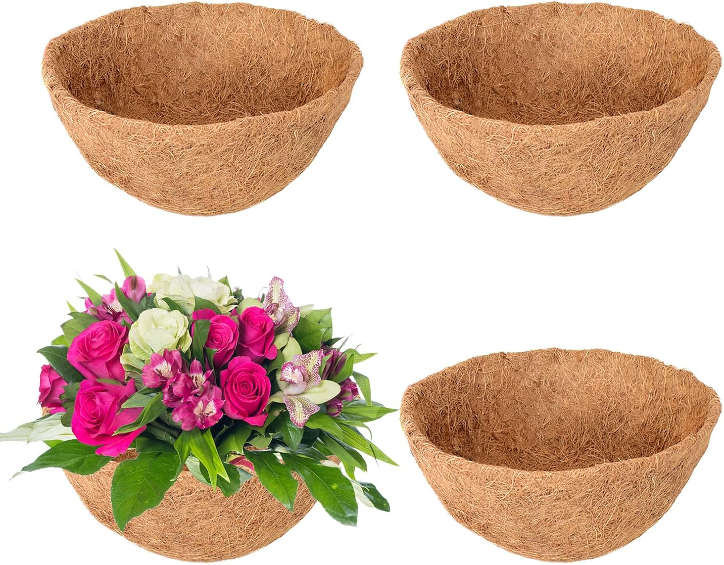Legigo 12-Inch Hanging Basket Coco Liners - 100% Natural Round Coconut Fiber Replacement for Flowers & Vegetables