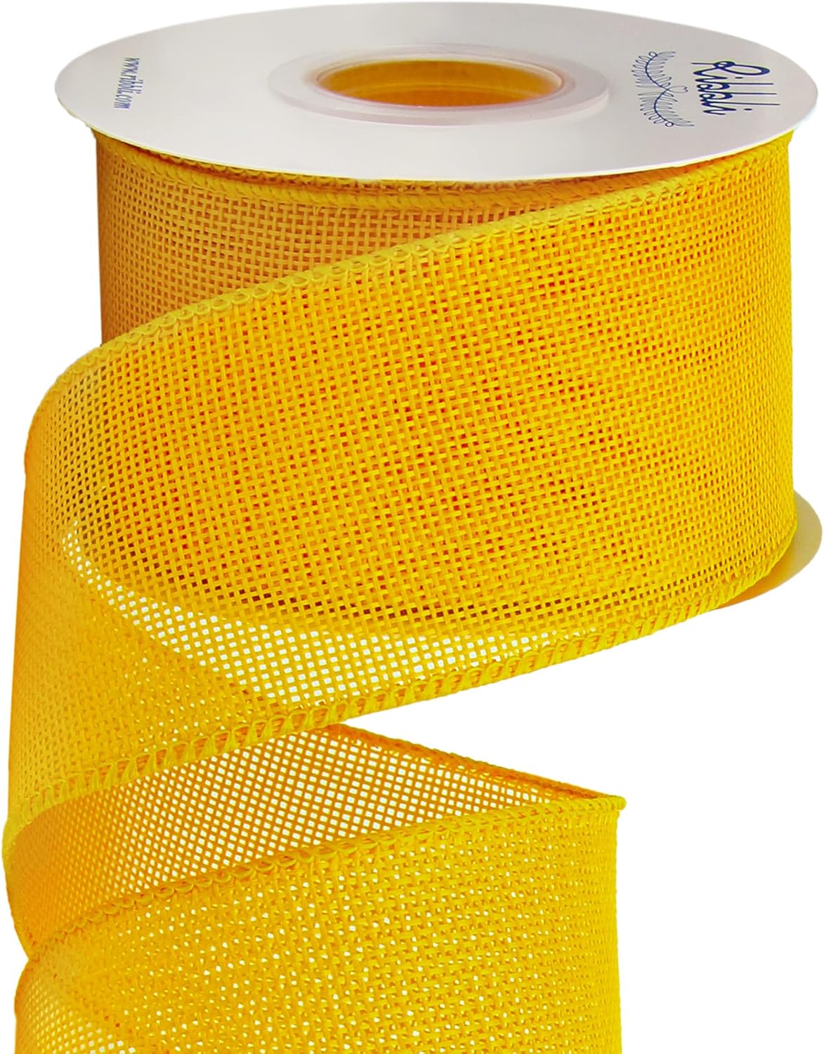 Ribbli Wired Burlap Ribbon - 2.5 Inch x 10 Yard | Yellow Cross Royal Edge for Bows & Decorations