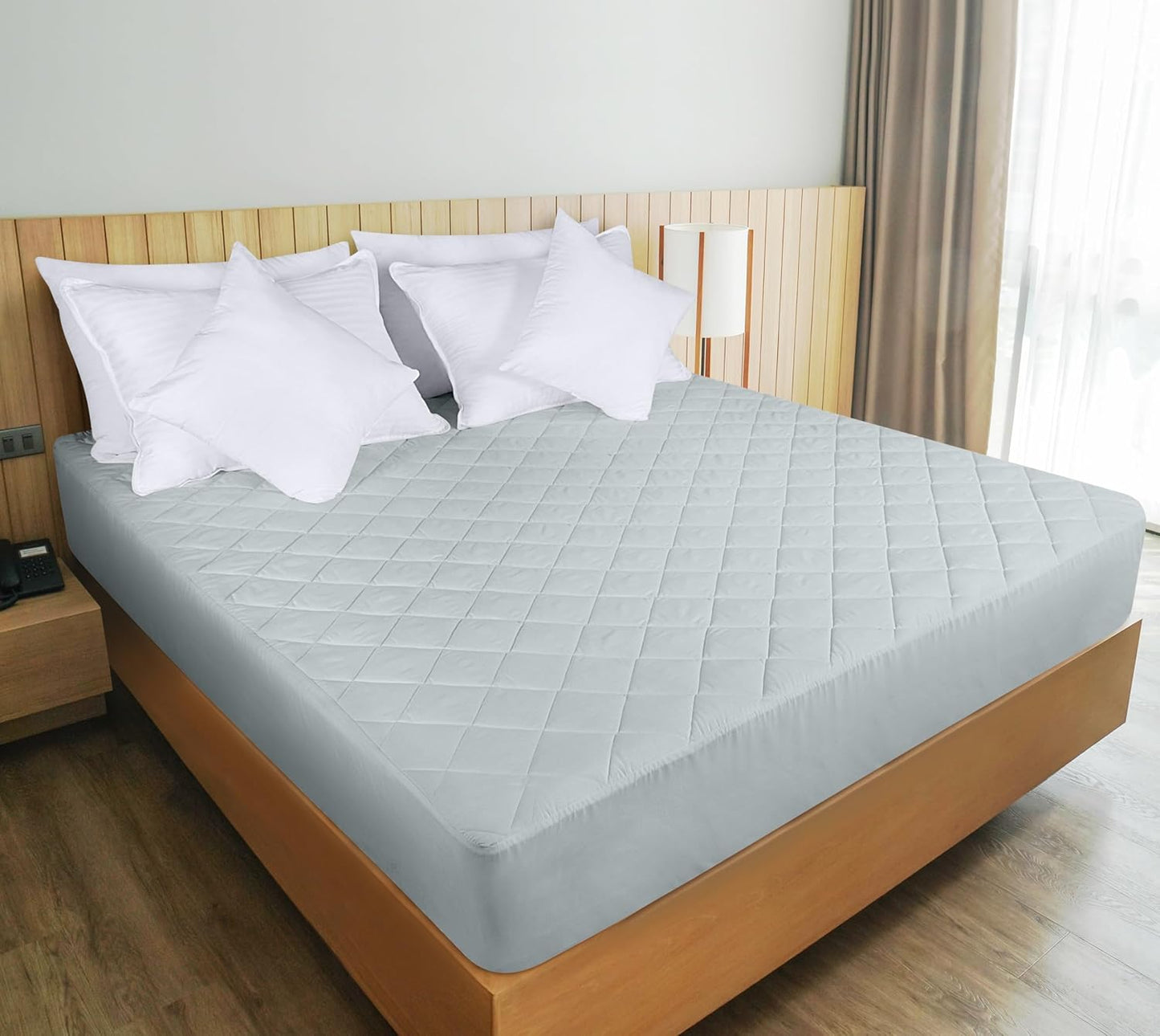 Utopia Bedding Quilted Fitted Mattress Pad - Twin Size | Deep Pocket Protector, Machine Washable (Light Grey)