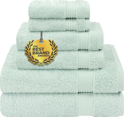 Cotton Paradise 6-Piece Towel Set - 100% Soft Absorbent Turkish Towels in Mint | 2 Bath, 2 Hand, 2 Washcloths