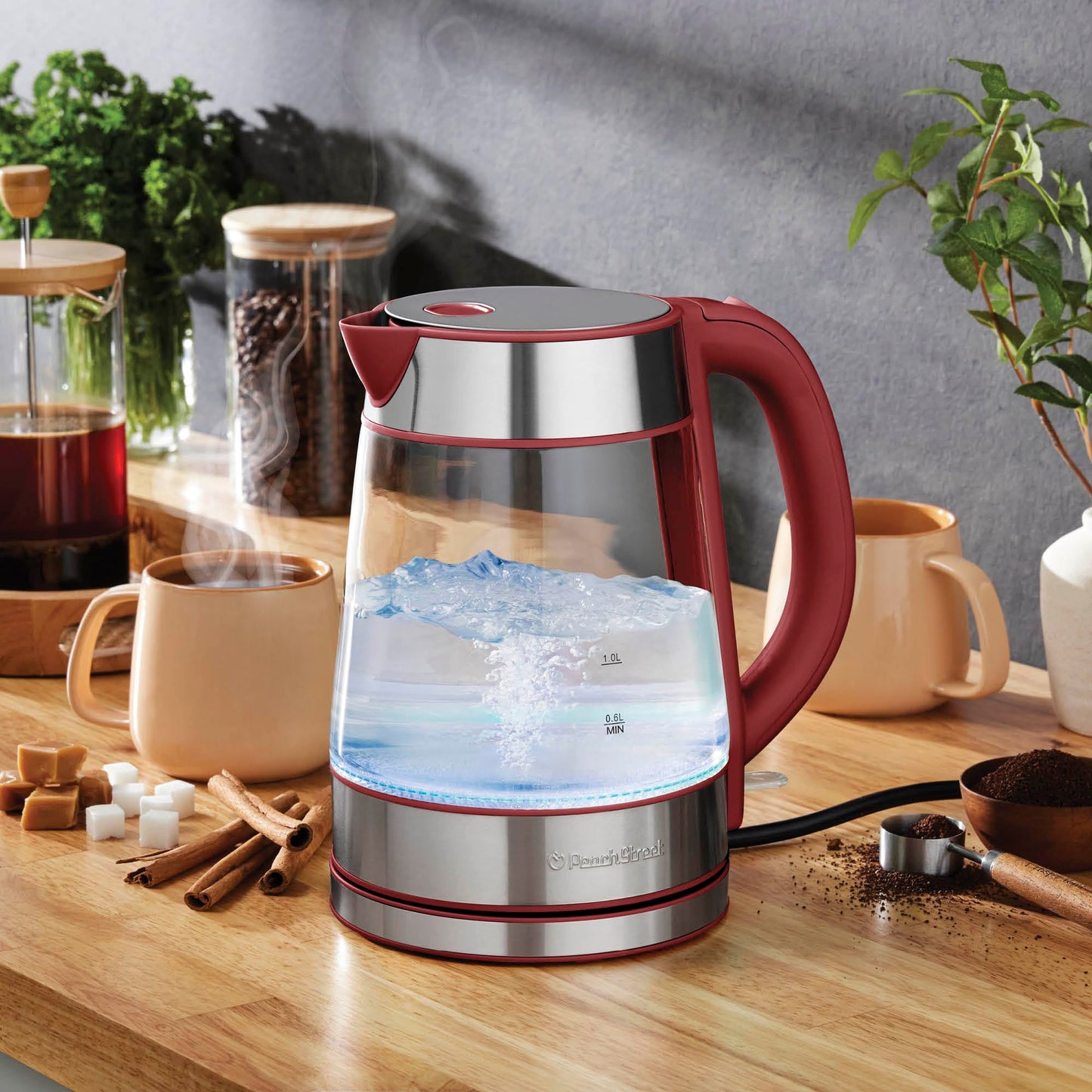 Speed-Boil Water Electric Kettle, 1.7L 1500W, Coffee & Tea Kettle Borosilicate Glass, Water Boiler, Auto Shut-Off, Cool Touch Handle, Base Detachable, LED. 360° Rotation, Boil Dry Protection