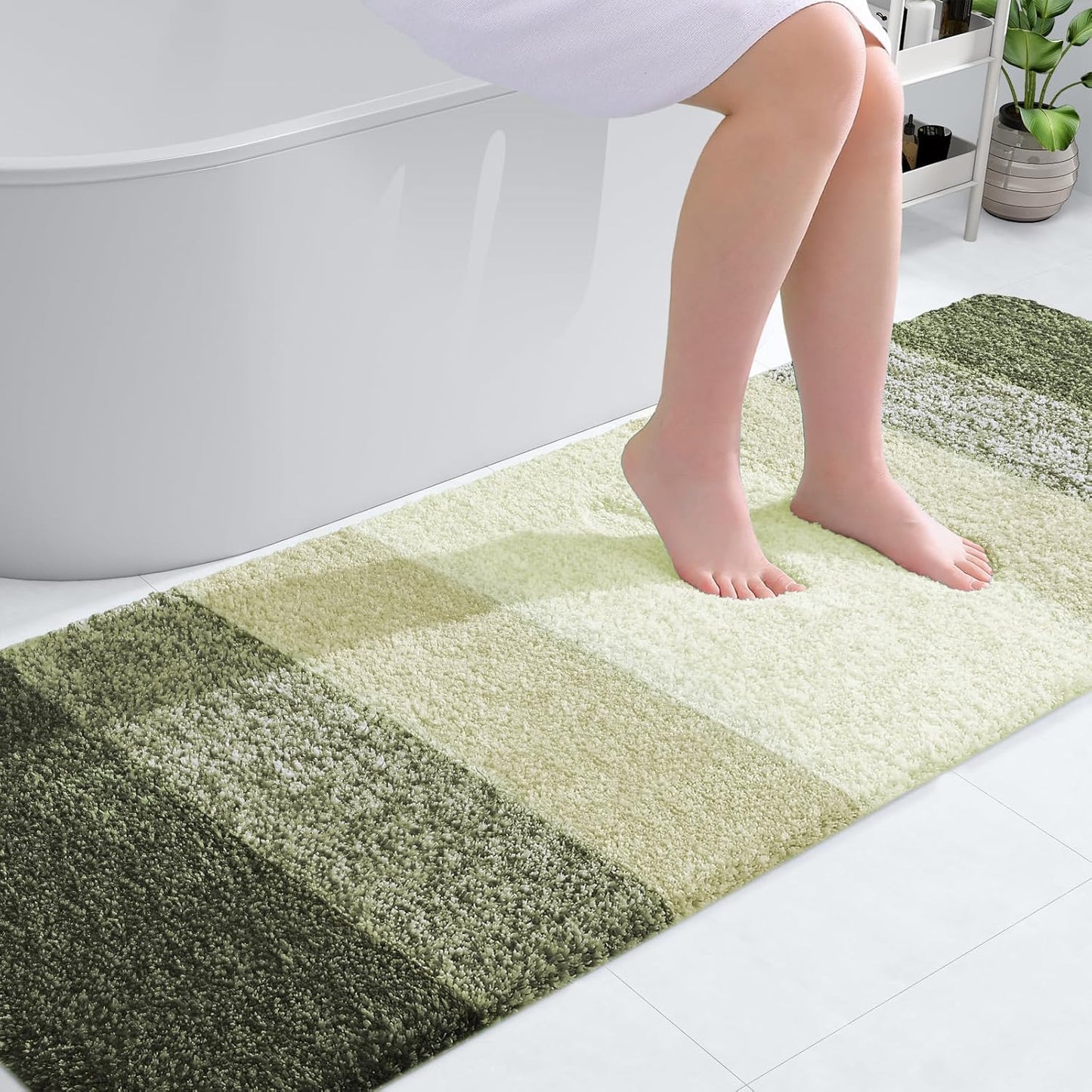 OLANLY Bathroom Runner Rug - Extra Soft Microfiber Mat | Quick Dry, Washable, 70x24, Dark Green