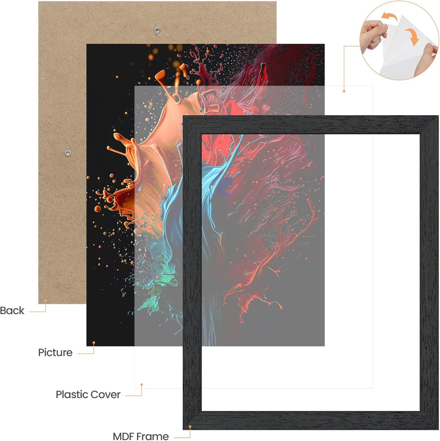 Upsimples 11x14 Picture Frame - Stylish Black Wall Gallery Frame for Photos | Engineered Wood