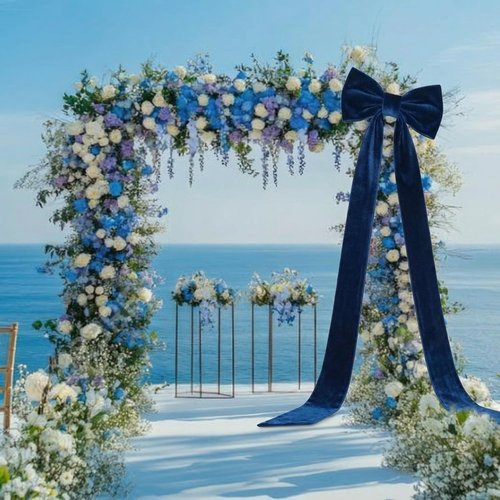 Canlierr Giant Velvet Bow Wall Decorations - 90x18 Inch Oversized Navy Blue Bow for Parties & Weddings