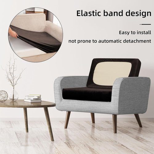 BIETYONE 8Pcs Stretch Velvet Patio Cushion Covers - Fluffy & Washable Outdoor Slipcovers | Coffee Color