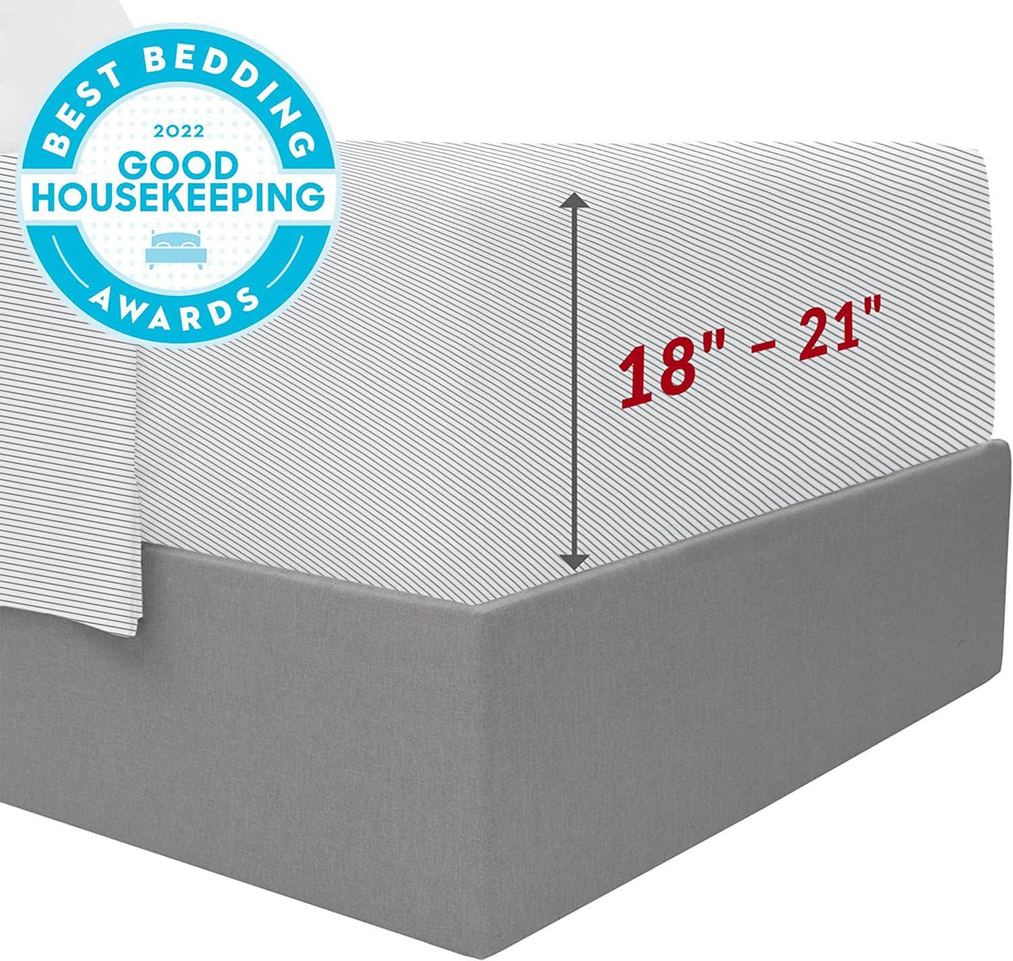 Mellanni Extra Deep California King Sheets - Luxury Ultra Soft Cooling Bedding - Wrinkle & Fade Resistant (Pinstripe Gray)
