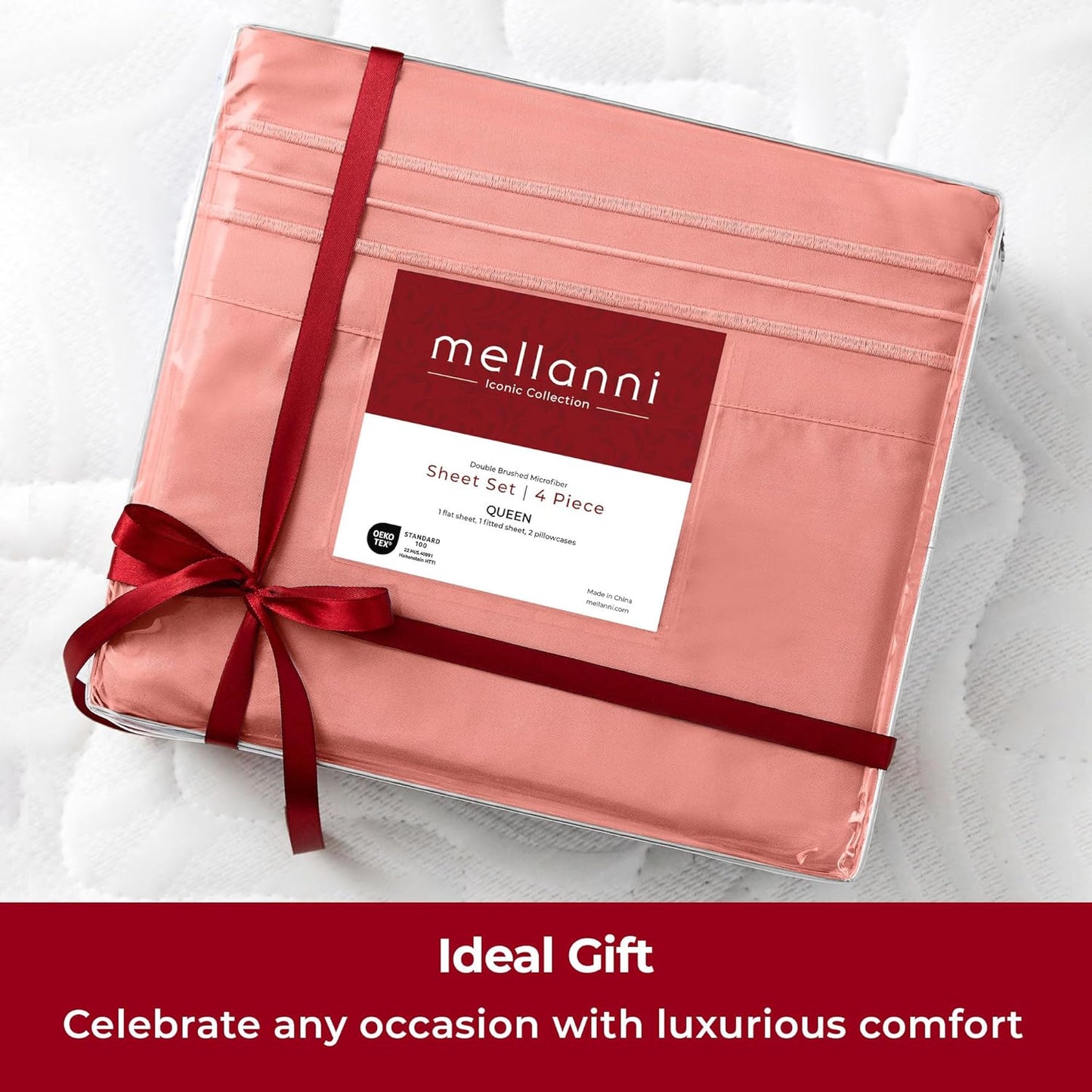 Mellanni Twin Sheets Set - 3 PC Hotel Luxury Bedding | Extra Soft, Cooling, Wrinkle Resistant - Coral