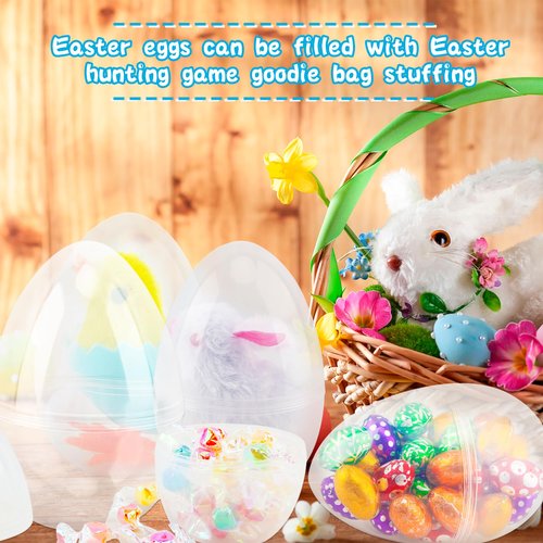 40 Pcs 5 Inch/ 4.5 Inch Clear Easter Eggs Fillable Bulk Large Transparent Plastic Eggs Empty Easter Eggs for Adult Kids Easter Basket Stuffers Party Decor