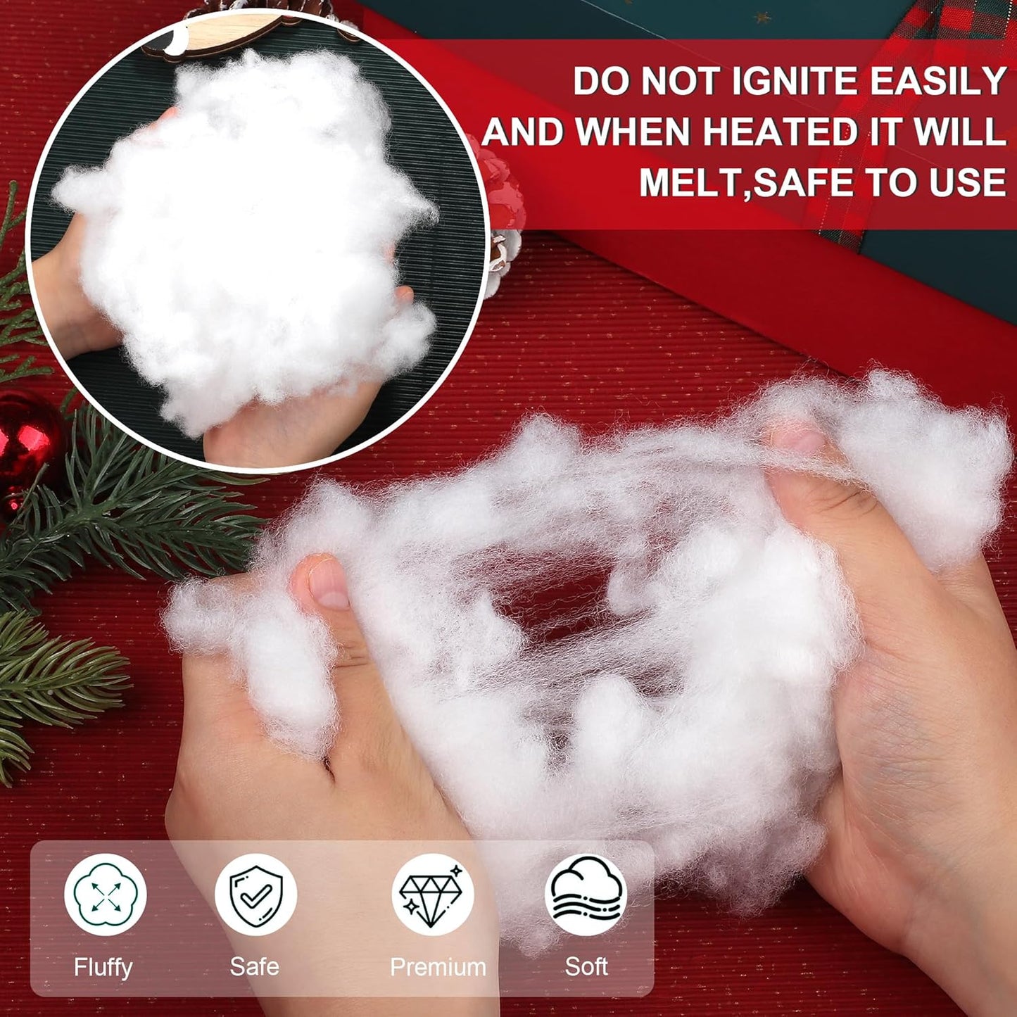 Aodaer Artificial Snow Decor - 1500g Fluffy Soft Cotton for Christmas Tree & Holiday Displays