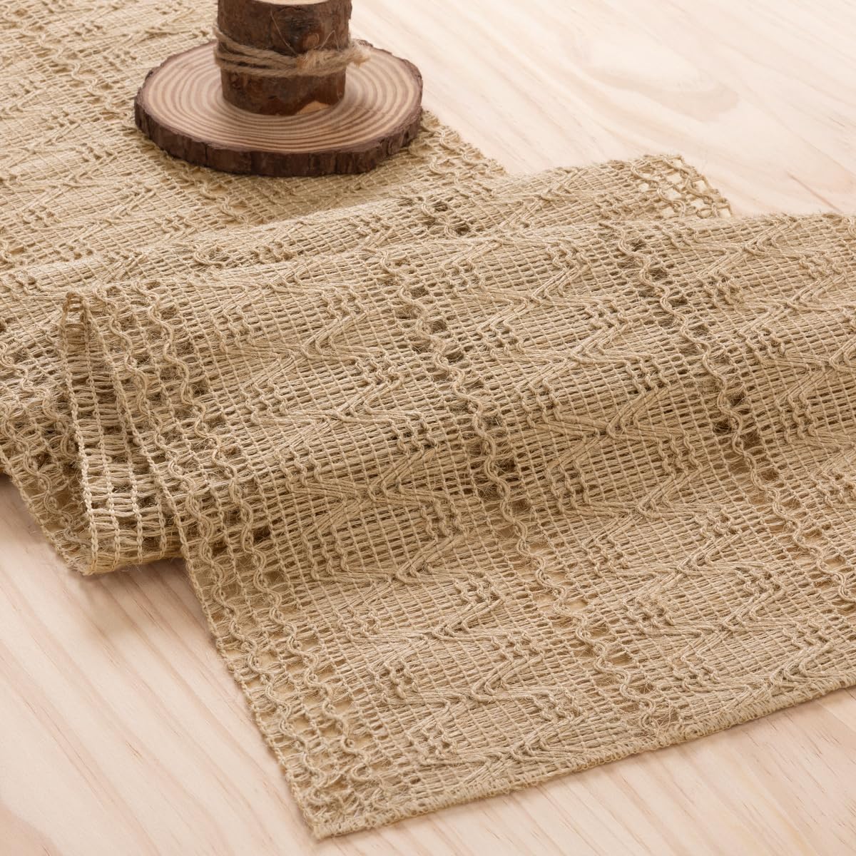 MLMW Boho Table Runner 36 inches Small Coffee Table Runner Rustic Burlap Macrame Jute Table Runner Dresser Runners for Bedroom Living Room Home Decor